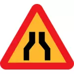 Jalan menyempit pada kedua sisi tanda gambar vektor