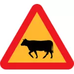 वेक्टर चित्रण गायों को सड़क सड़क पर साइन इन करें