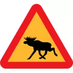 Moose op verkeer verkeersbord vectorafbeeldingen