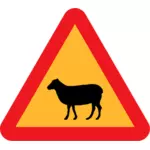 警告羊路标志矢量图形