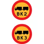 BK2와 BK3 트럭도로 사인 벡터 이미지
