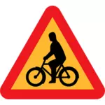 자전거 라이더 교통 표지 경고의 벡터 이미지