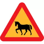 Cavallo su strada vettoriale traffico segno