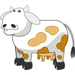 Desenho de vaca cartoon cinza com manchas marrons vetorial