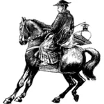馬でサムライ男のベクトル画像