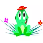 Grafiikka vihreä hymyilevä sarjakuva sammakko