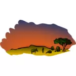 Seni klip vektor pemandangan savana Afrika