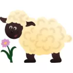Heureux image vectorielle de mouton et fleurs