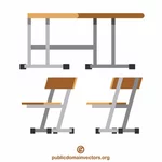 Schoolbureau en stoelen