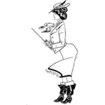 صورة متجهة لسيدة مثيرة القرن 20 مع عصا