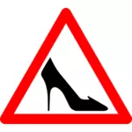 벡터 드로잉 여자의 구두 경고 교통 표지