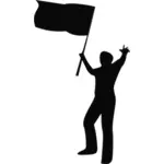 Hombre con bandera silueta vector de la imagen