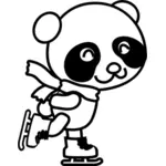 Illustration vectorielle de patinage coloriage de panda
