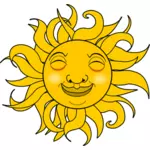 여름 웃는 태양 벡터 이미지