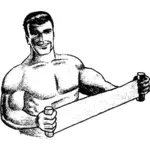 Vektor ClipArt-bilder av muskel man gör stretch övning