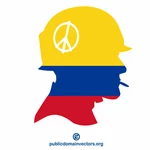 Sylwetka żołnierza z kolumbijską flagą