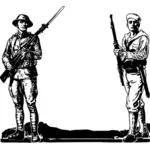 Vojáka a námořník vektorové ilustrace