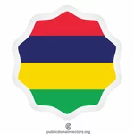 Etiqueta redonda de la bandera de Mauricio