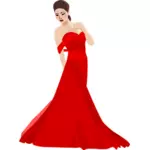 赤いドレスのベクトル画像の中国系女性