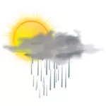 ناقلات التوضيح من رمز لون التنبؤ بالطقس لطقس مشمس مع المطر