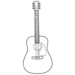 Línea simple arte vector de la imagen de la guitarra acústica
