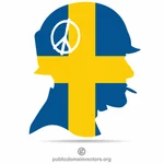 Солдат мира со шведским флагом