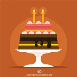 De cake van de verjaardag met kaarsen