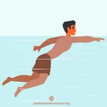 Человек плавает в воде