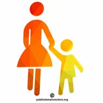 Äidin ja lapsen vektorisymboli