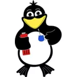 Vektori ClipArt pingviini pitelee softdrink