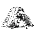 مهرج في خيمة مع صورة متجه مهرج الكلب