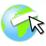 マウス ポインターのベクトル画像と地球のロゴ