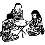 Copii japonezi în jurul mesei