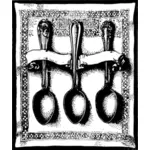 رسومات متجهة من ثلاث ملاعق على لافتة منديل