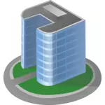 Vectorafbeeldingen van office tower blok met gras