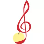 Векторная иллюстрация скрипичный ключ из очищенных от apple