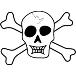 Wektor rysunek czaszki złamane pirat znak