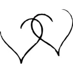 Två svarta hjärtan vektor illustration