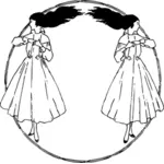 Vector de la imagen de dos niñas en un círculo