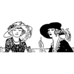 1920s السيدات التحدث مع بعضها الآخر ناقلات الرسومات