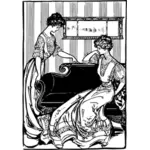 גרפיקה וקטורית של שתי נשים ויקטוריאנית בסלון
