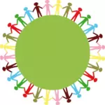 Clip-art de pessoas de mãos dadas ao redor do círculo verde