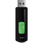 Vektör grafikleri geri çekilebilir siyah ve yeşil flash USB bellek