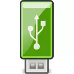 Vektori ClipArt-kuva pienestä vihreästä USB-tikusta