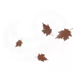 Коричневые осенние листья вектор, рисунок на белом фоне