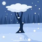 बर्फ से ढका एक पेड़