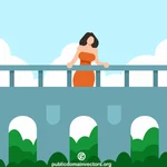Vrouw op een brug