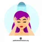महिला अपने बाल धो रही है