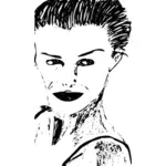 Vector images clipart de femme côté profil crayon art