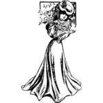 גרפיקה וקטורית של גברת צעירה אופנתית עם שמלה ארוכה